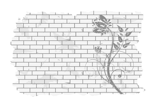Floral pattern on a brick wall
