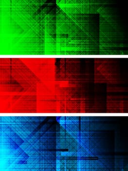 Set of three dark textural banners (eps 10)