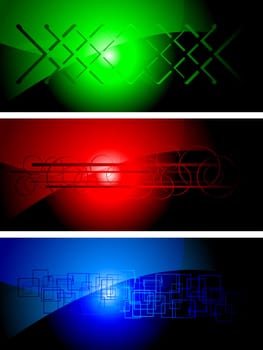 Set of three dark banners, eps 10