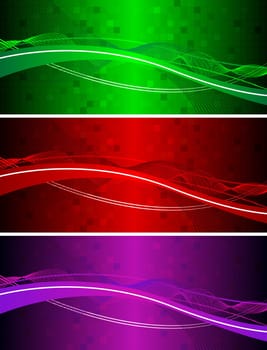 Set of abstract wavy banners