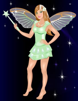 Vector Illustration for Halloween of a dressed up Fairy Costume.