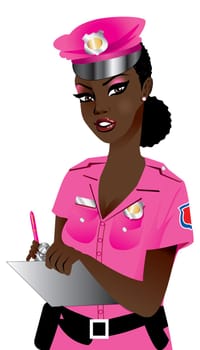Vector Illustration of a Pink Police Woman 1.