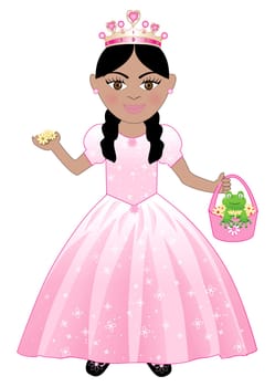 Vector of a cute girl in a Pink Princess Costume.