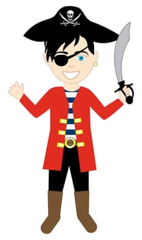 Vector of a Pirate boy in a costume.