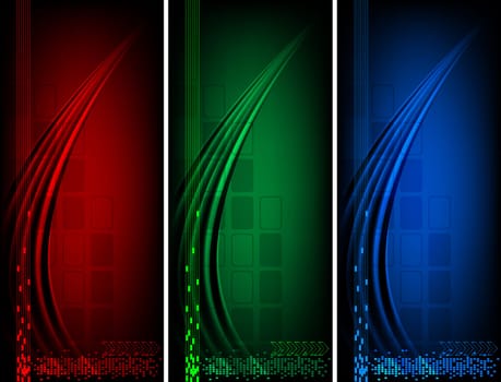 Set of three dark banners, eps 10