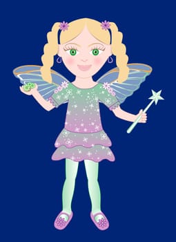 Vector of cute little Fairy girl with wand and Flowers.
