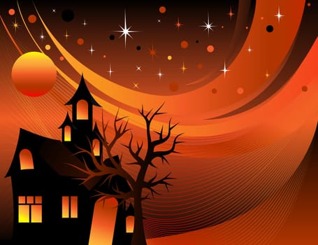 Vector Abstract of a Halloween Tree Background.