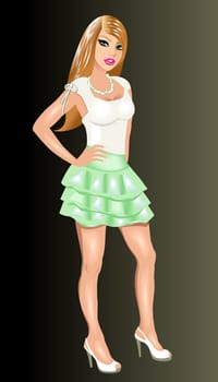 Vector Illustration of a dressed up party girl.