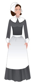 Vector Illustration for Thanksgiving of a Pilgrim Woman.