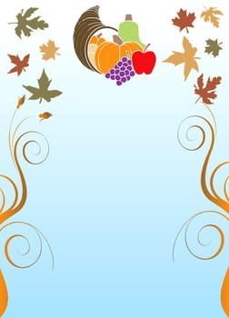 Vector Illustration of a Thanksgiving Background with harvest vegetables.