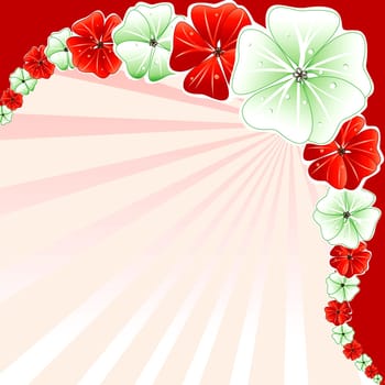 Vector Illustration of Red with Green Floral Background.