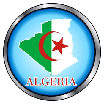 Vector Illustration for Algeria, Round Button.