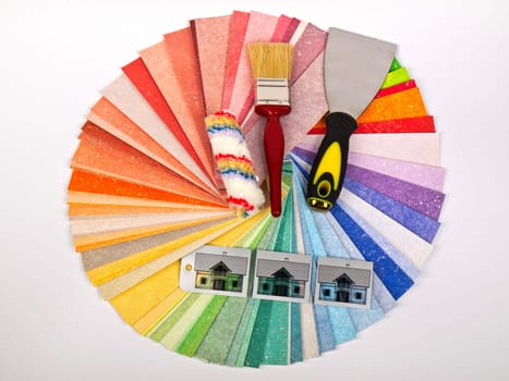 color swatch with paint brush and roller
