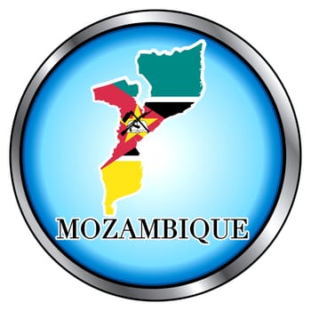 Vector Illustration for Mozambique, Round Button.