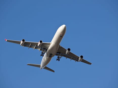 aeroplane fly on the blu sky