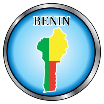 Vector Illustration for Benin, Round Button.