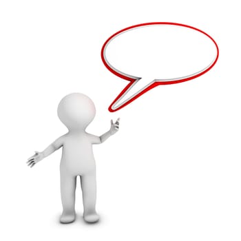 A character with a red attractive speech balloon. Insert your text into the speech balloon
