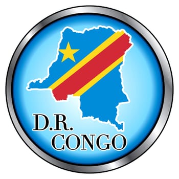 Vector Illustration for Democratic Republic of Congo, Round Button.