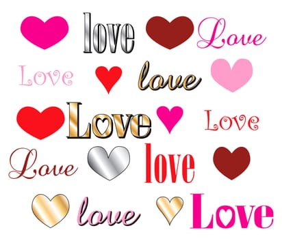 Vector Illustration for Valentines Day. Love Heart Fonts.