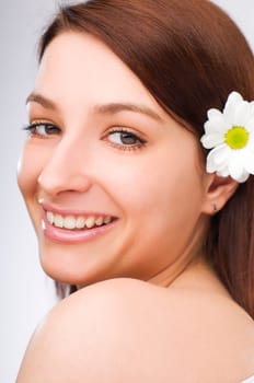 Young brunette woman portrait close up shoot