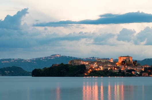 Lago di Bolsena in Italy at dusk