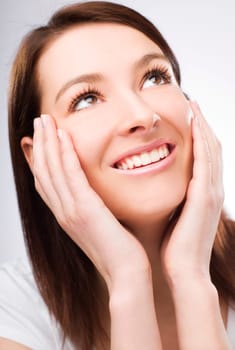 Young beautiful brunette woman close up shoot
