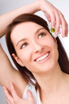 Young brunette woman portrait close up shoot
