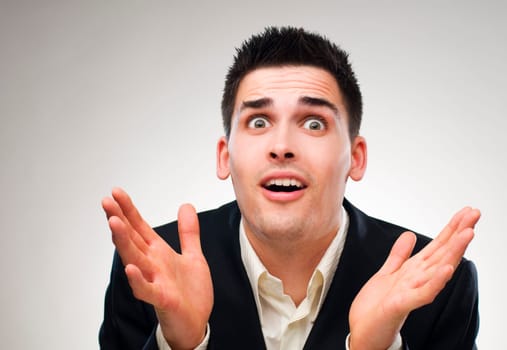 young surprised business men close up shoot