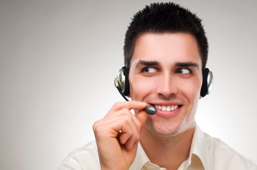 A friendly telephone operator close up shoot