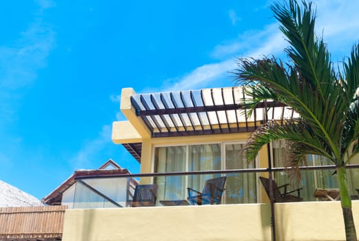 balcony with sea view in a tropical surroundings