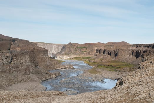 canyons of Dettifoss waterfalls in Iceland