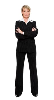 young confident blond business woman, isolated on white