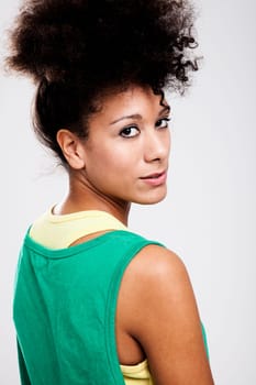 Portrait of a beautiful athletic woman. Studio shot.