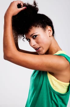 Portrait of a beautiful athletic woman. Studio shot.