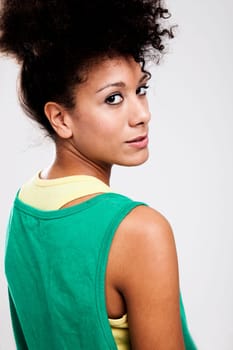 Portrait of a beautiful athletic woman. Studio shot.