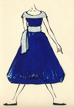 Sketch of a woman dress over plain background