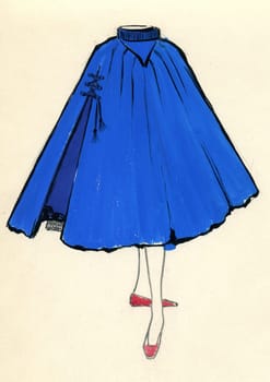 Sketch of a woman skirt over plain background