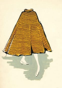 Sketch of a woman skirt over plain background