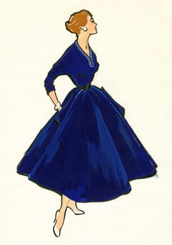 Sketch of a woman dress over plain background