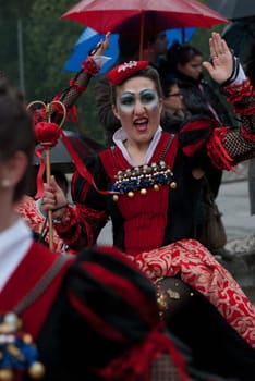 OVAR, PORTUGAL - MARCH 8: Group &#039 Bailarinos&#039   during the Carnival Parade on March 8, 2011 in Ovar, Portugal.