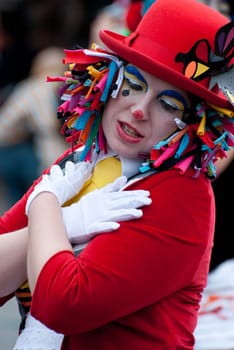 OVAR, PORTUGAL - MARCH 8: Group &#039 Palhacinhas&#039   during the Carnival Parade on March 8, 2011 in Ovar, Portugal.