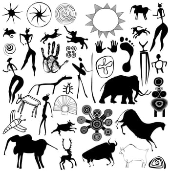 Various drawings - primitive art - cave paintings
