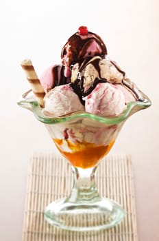 Ice cream with dressing close up shoot