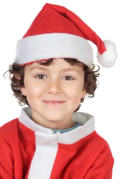 Adorable small santa a over white background