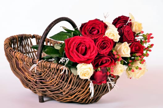 a basket of roses