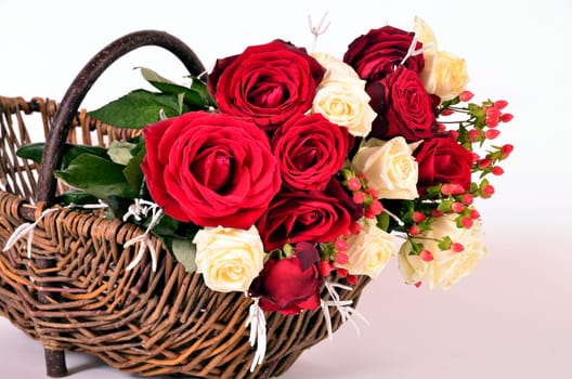a basket of roses
