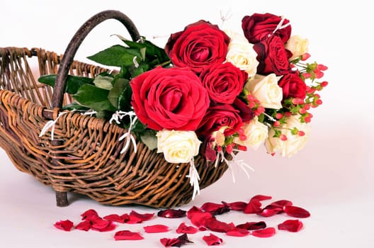 a basket of roses
