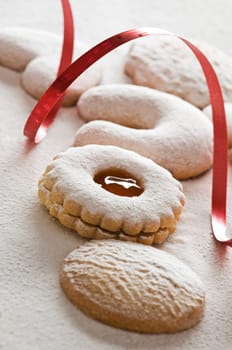 Some beautiful homemade Christmas cookies close up
