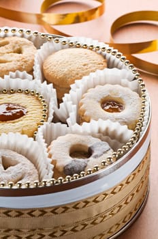 Christmas cookies in a box close up shoot