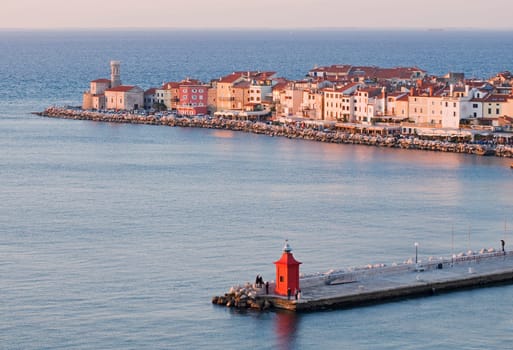 Piran Top view on a sunny day